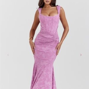 House of CB Purple Maxi Dress Sweetheart Neckline Bodycon